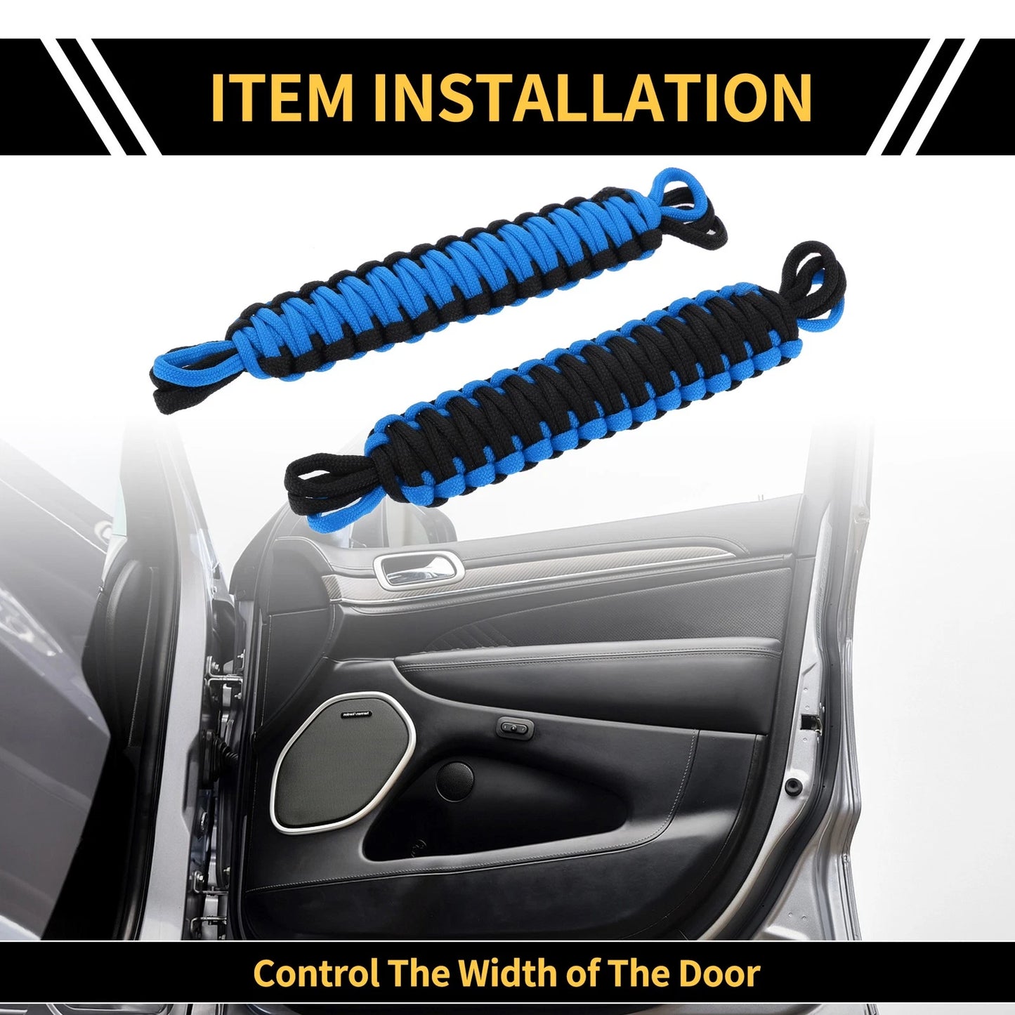 2 x Door Limiting Straps for Jeep Wrangler TJ JK JKU (2007-2018) Black Blue