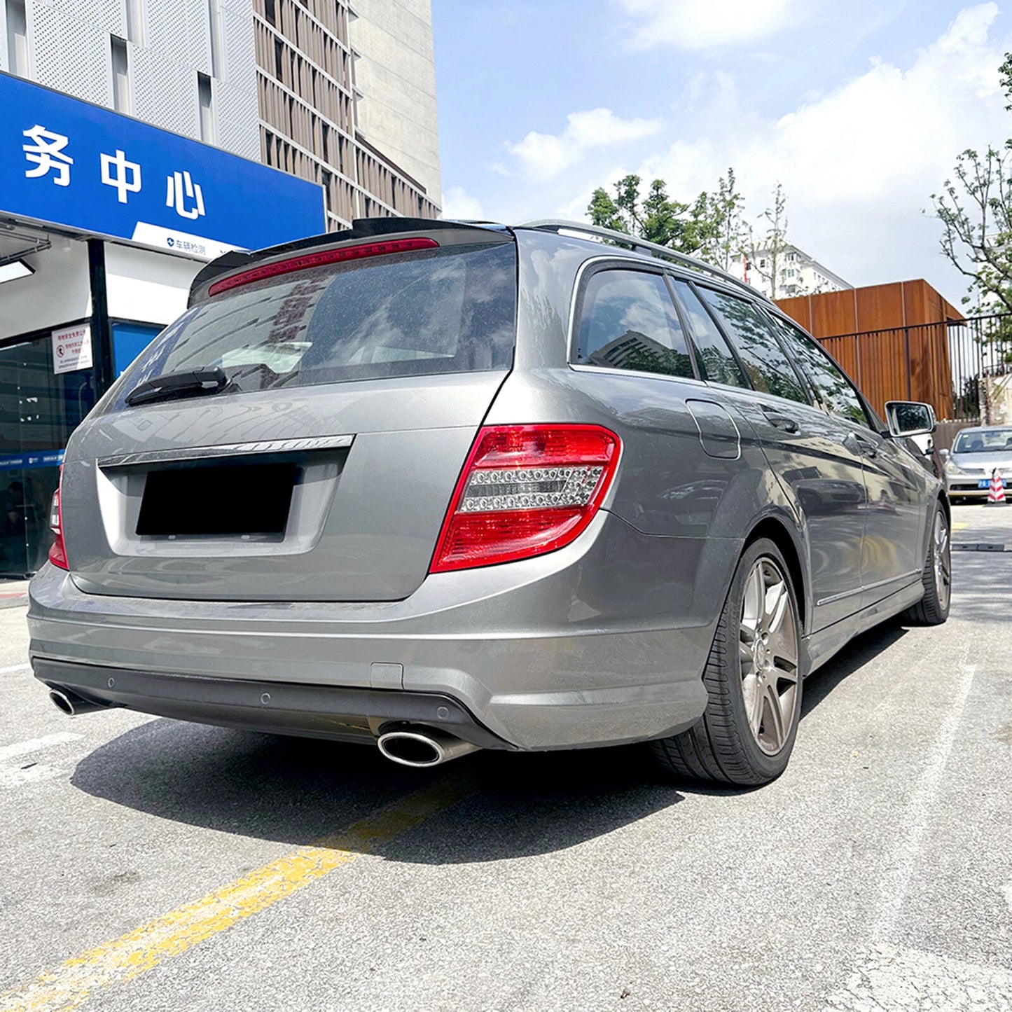 Gloss Black Rear Boot Spoiler Lip for Benz C Class S204 Wagon (2008-2014)
