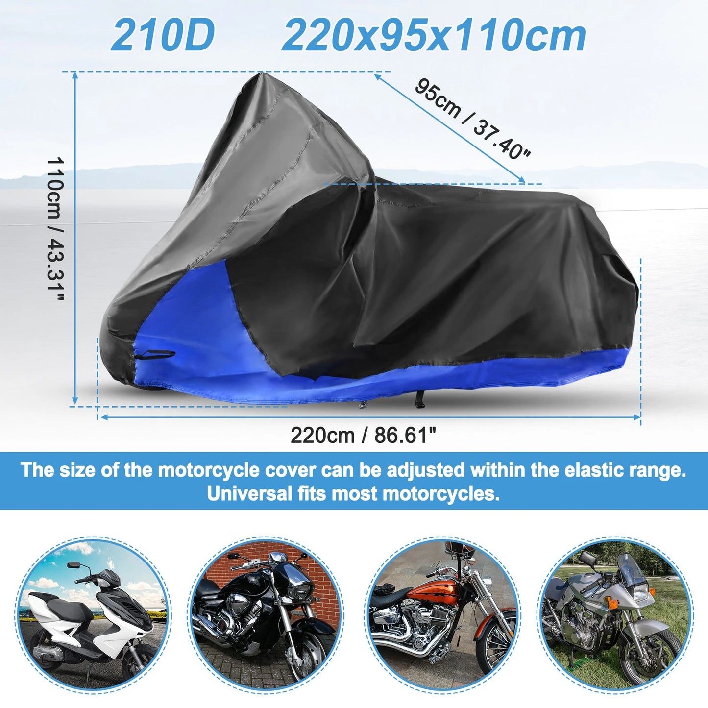 2-in-1 Storage Bag Motorcycle Cover for Yamaha R1 R6 R3 600R 700R FZ-09 FZ-07