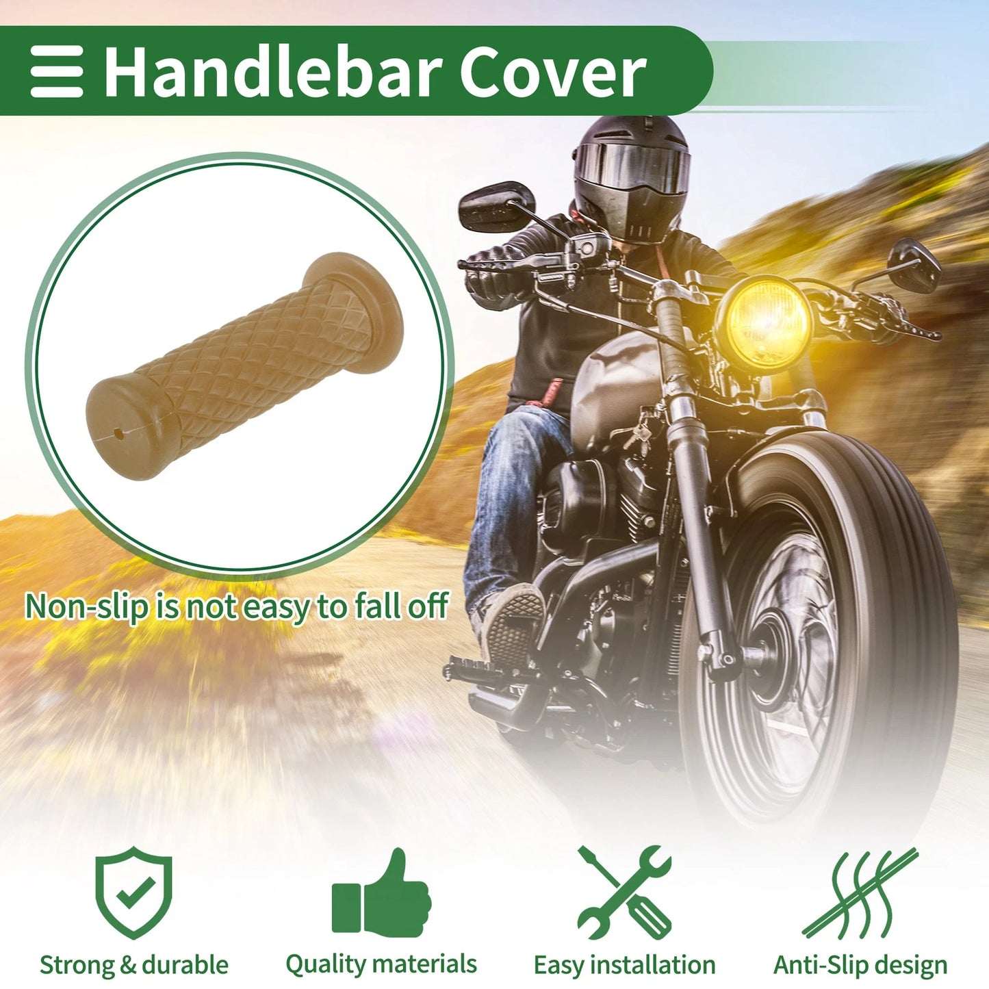 25mm / Hand Grips / Motorcycle End Grips TPU Light Brown for Make Model
