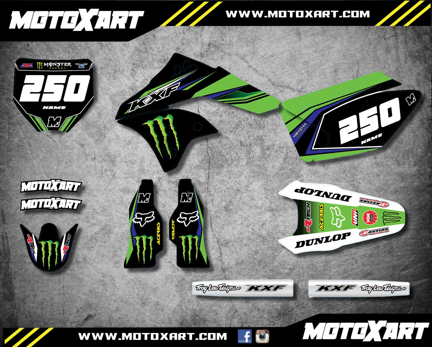 Full Graphics Kit Decals for KXF 250 (2006-2008)