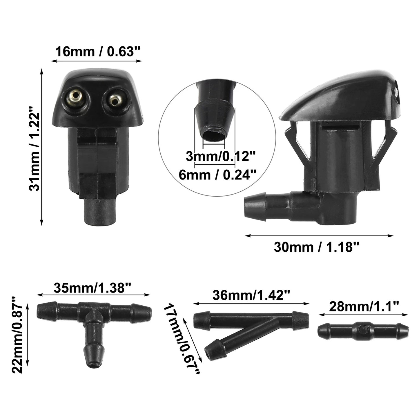 2 x Windshield Washer Nozzle Kit for Toyota Sienna Solara Corolla Tundra