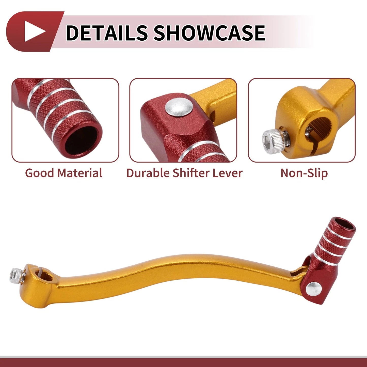 Folding Gear Shifter Lever for Kayo T6 Gold Tone Red