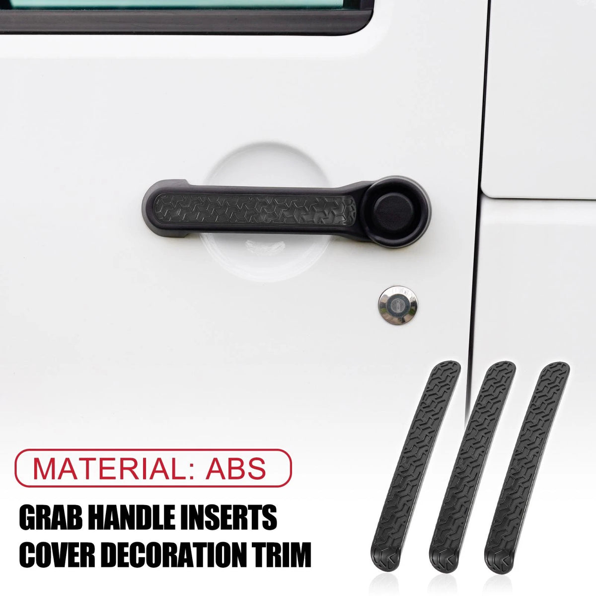 Door Grab Handle Inserts Cover Trim for Jeep Wrangler JK (2007-2018)
