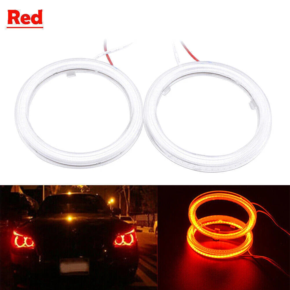 70MM DRL Fog Headlights 2 x COB Angel Eyes Halo Ring LED Light for Universal