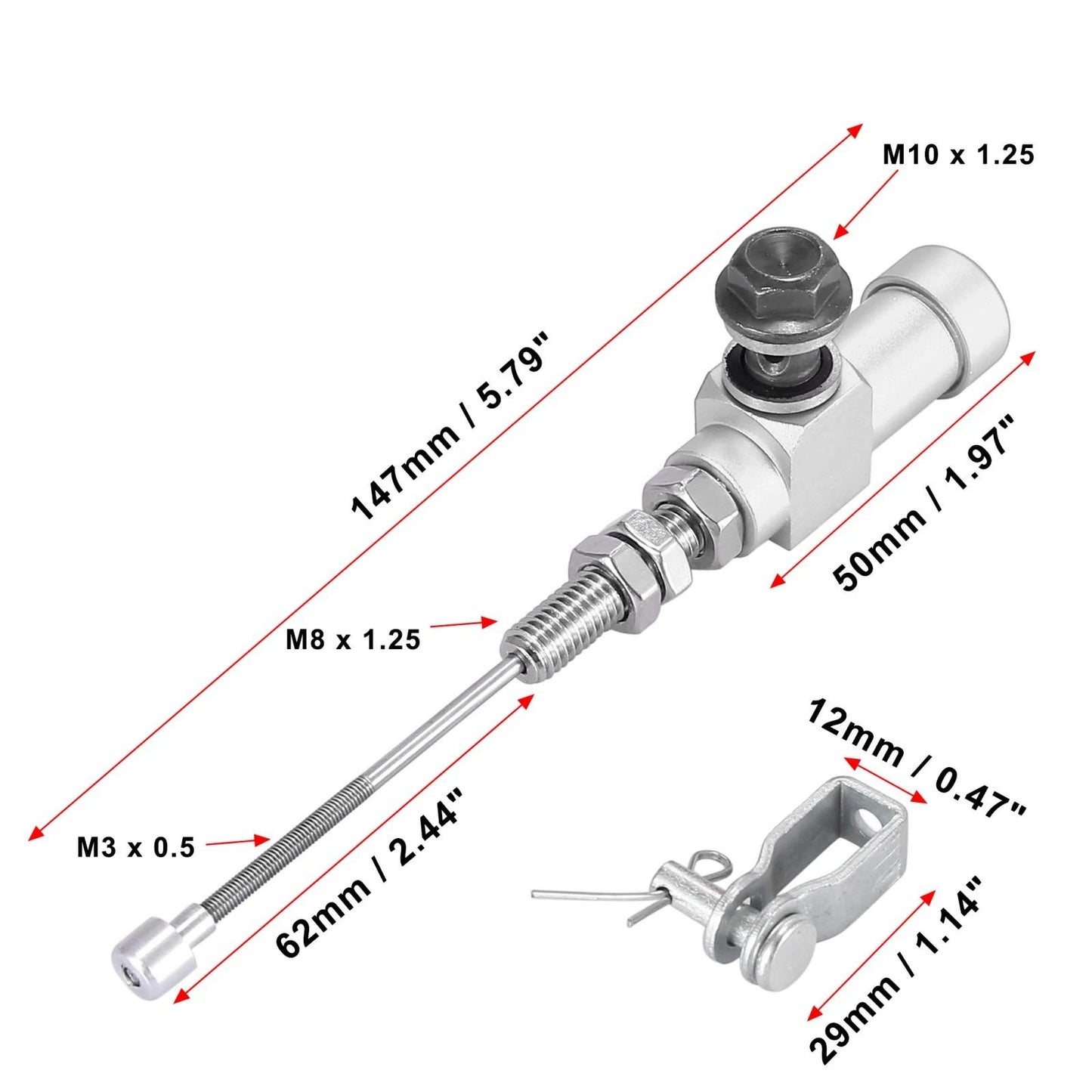 M10 x 1.25mm Hydraulic Clutch Master Cylinder Rod Brake Pump for Motorcycle ATV