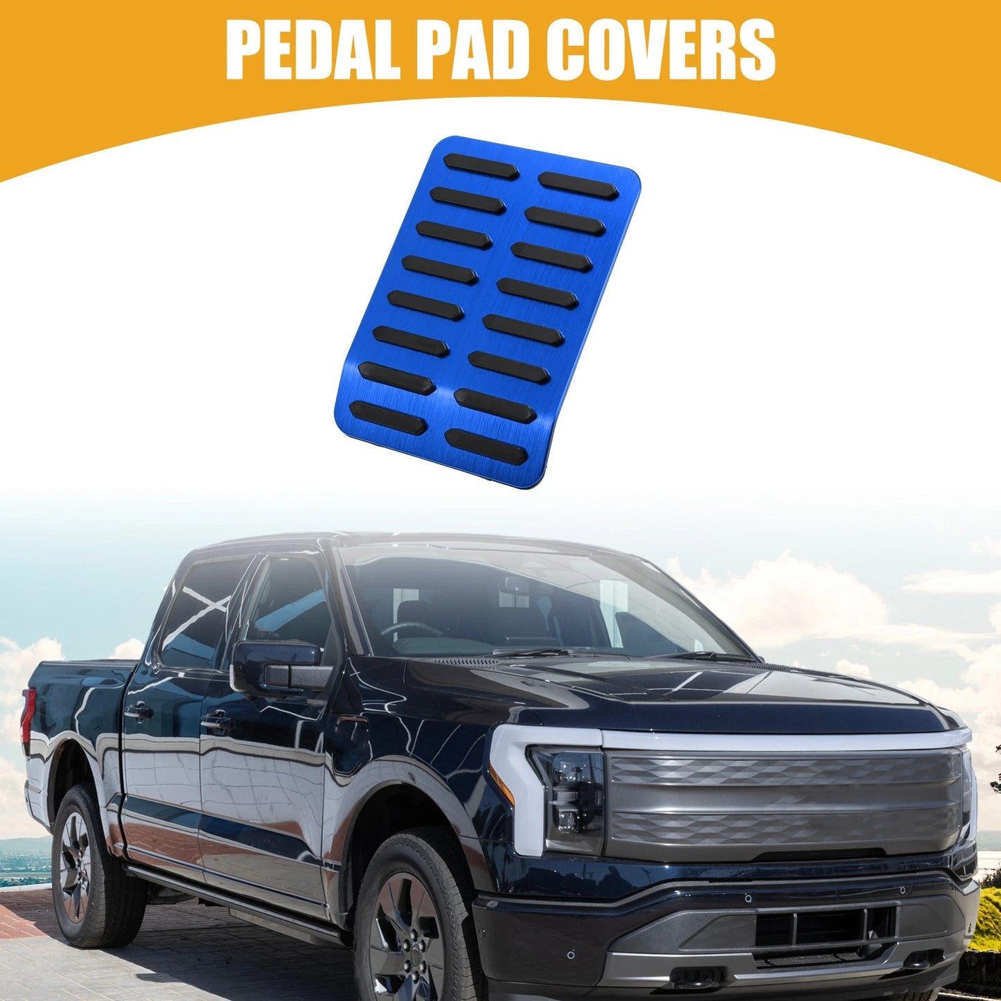 Foot Rest Pedal Cover Pad for Ford F-150 (2015-2023) Black Blue