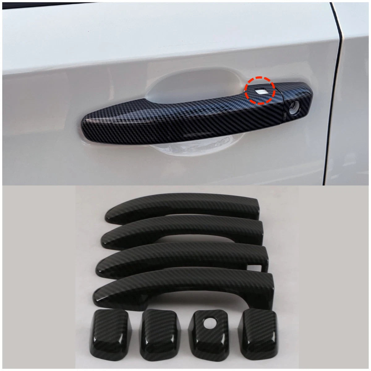 ABS Fiber Door Handle Lid Smart Keyhole Cover Trim for Honda Accord (2018-2022)