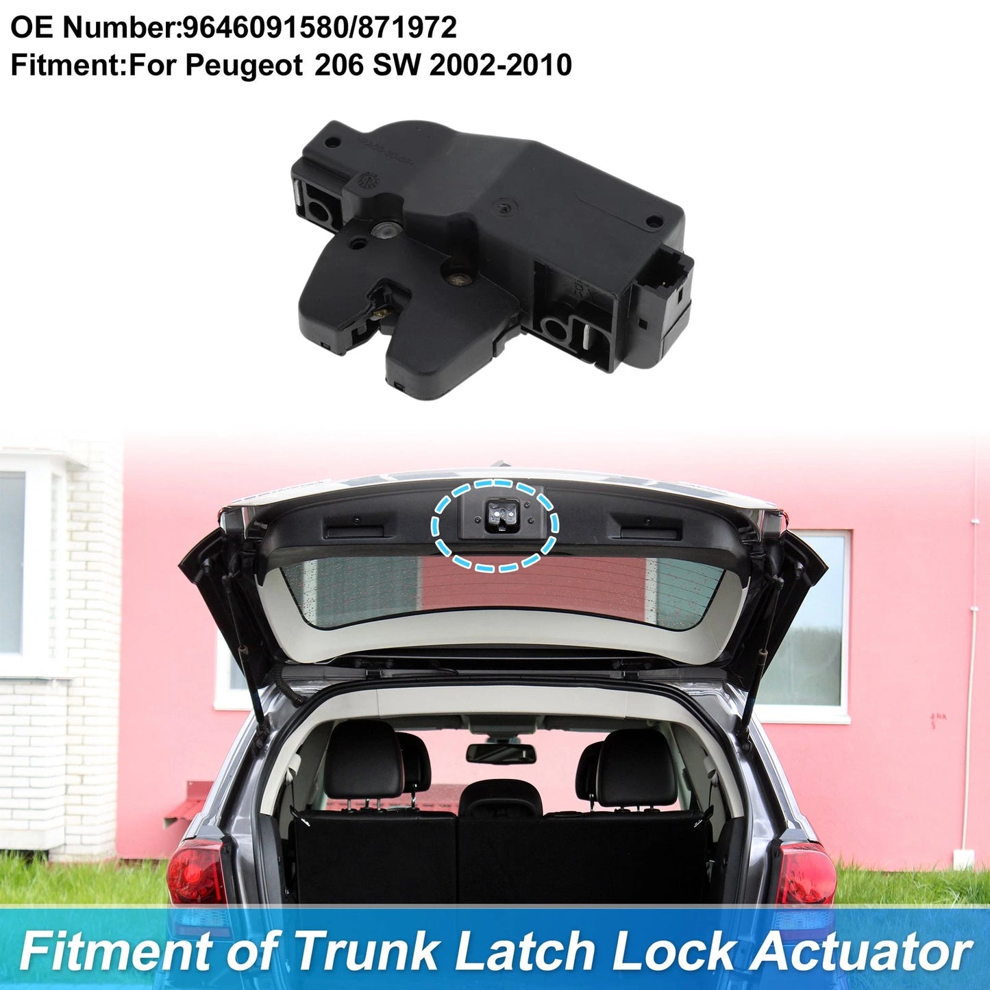 Rear Trunk Latch Lock Actuator for Peugeot 206 SW (2002-2010)