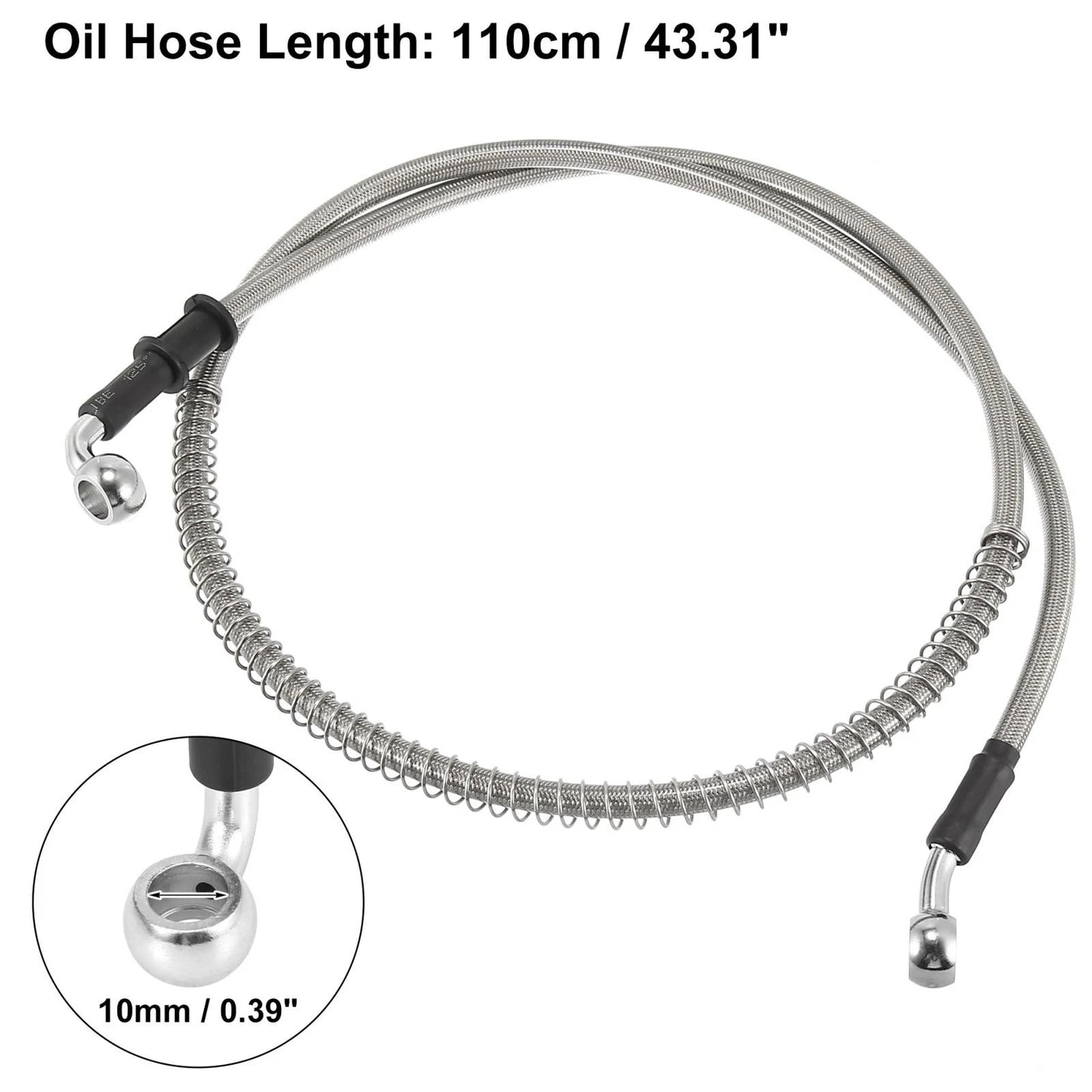 Brake Clutch Oil Hose Line Pipe / 110cm / Hydraulic Silver Tone for Motorcycle