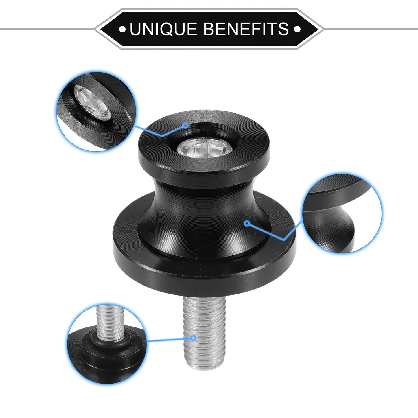 1 x Pair Motorbike Swingarm Spools 8mm CNC Swing Arm Sliders Stand Black