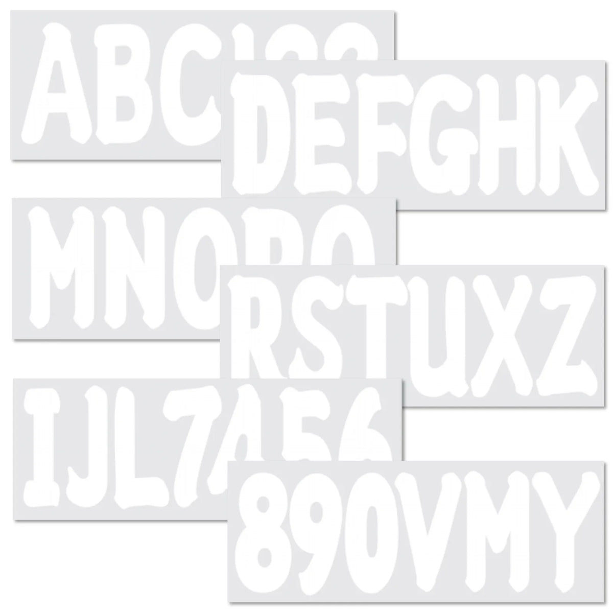 Boat Registration Decals White 4 Sets A-Z/0-9