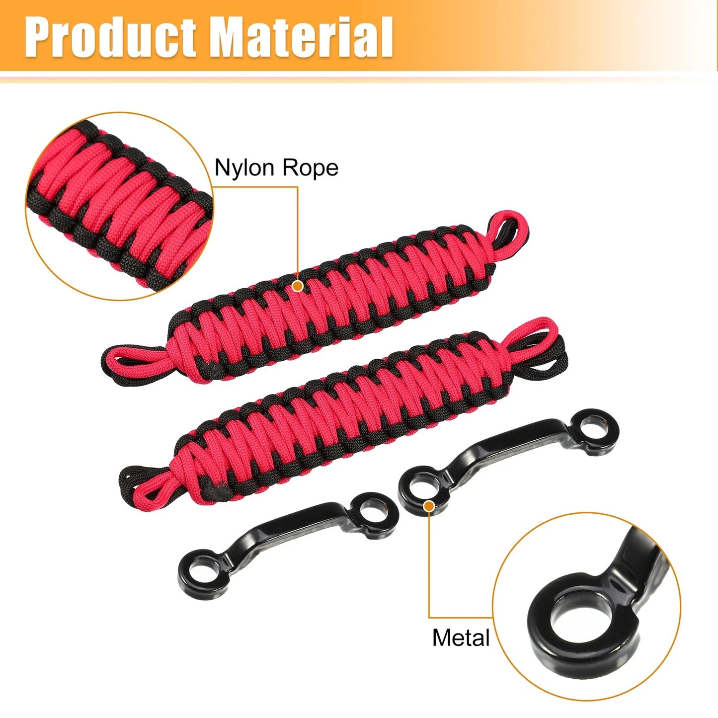 Car Door Limiting Straps for Jeep Wrangler JK JL (2018-2023) Black Red