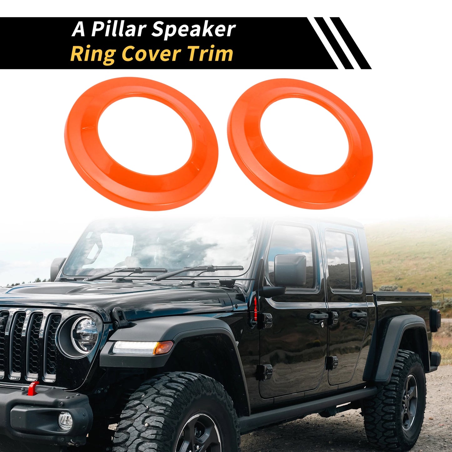 A Pillar Speaker Ring Cover Trim for Jeep Wrangler JK (2007-2014) Orange