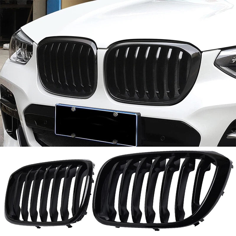 Gloos Black Front Bumper Kidney Grille for 2018-2021 BMW X3 G01 X4 G02 (2018-2021)