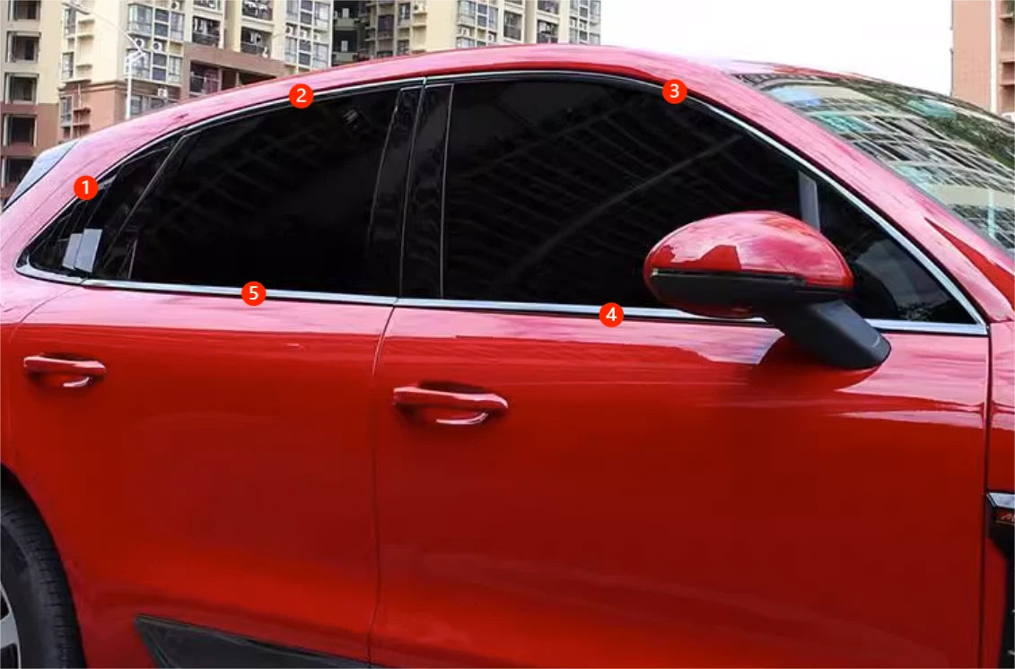 Steel Glossy Black Window Molding Cover Trim for Porsche Cayenne (2019-2023)