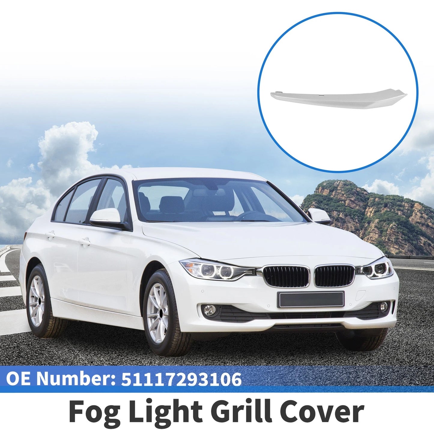 1 Pc Front Left Fog Light Grill for BMW 3 Series (2011-2015)