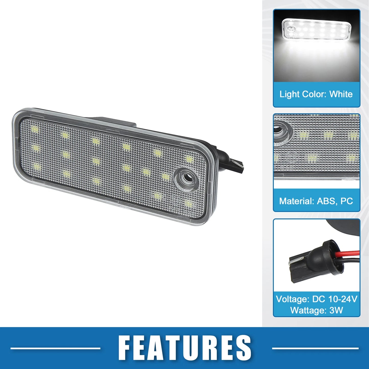 2 x White LED License Plate Lights for Hyundai Santa Fe (2013-2016)