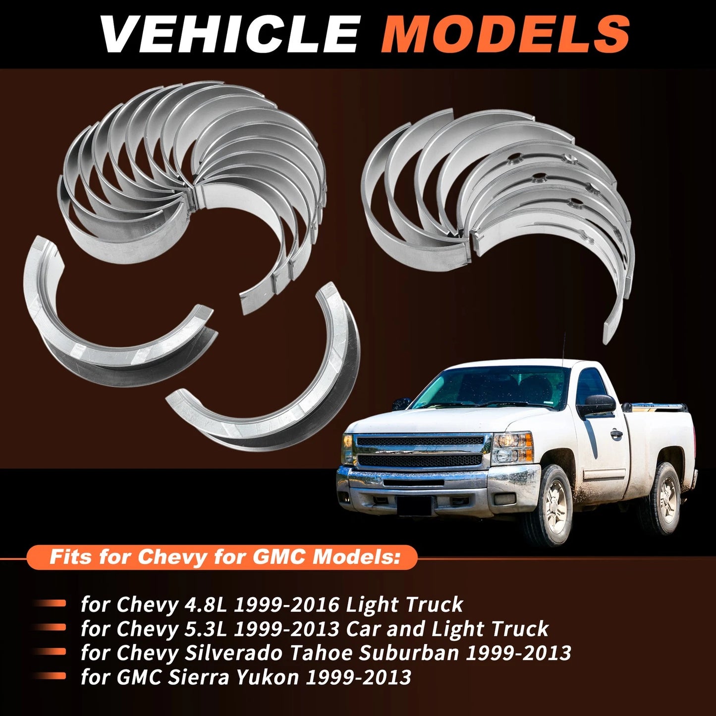 Main and Rod Bearing with Piston Rings 4.8L-5.3L for GMC/Chevy LS Gen III