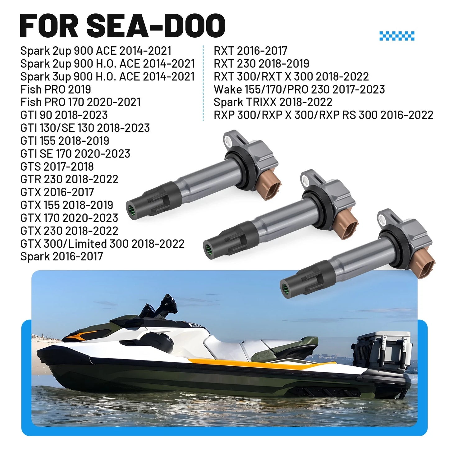 3 x Ignition Coils for Sea-Doo GTR (2010–2023)