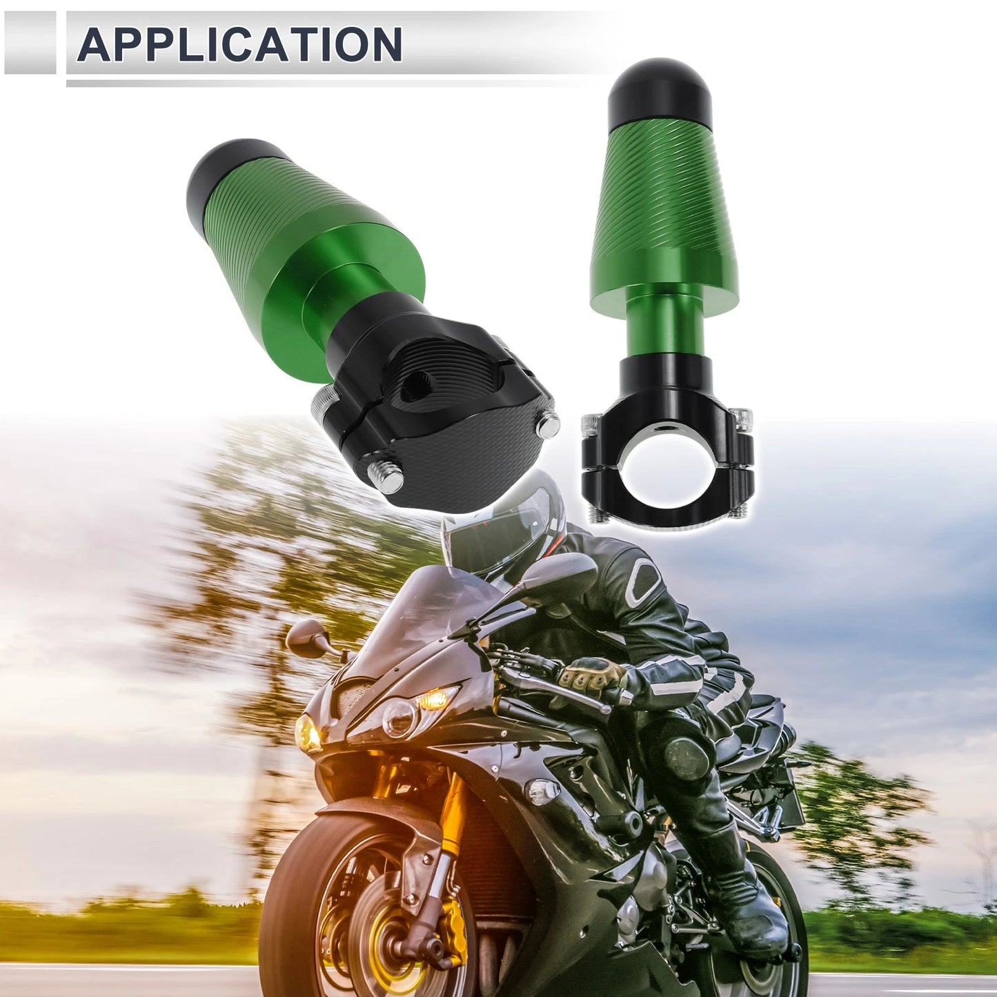2 x 1.1"-1.3" Aluminum Alloy Motorcycle Slider Frame Green for Motorcycle