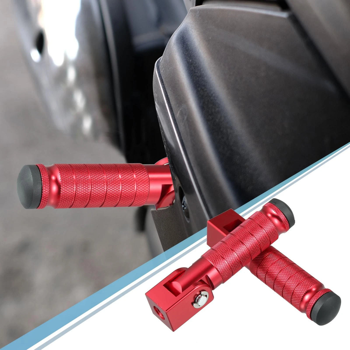 Pair 7mm Aluminum Alloy Rearset Fold Footrest Footpeg Red for Motorcycle