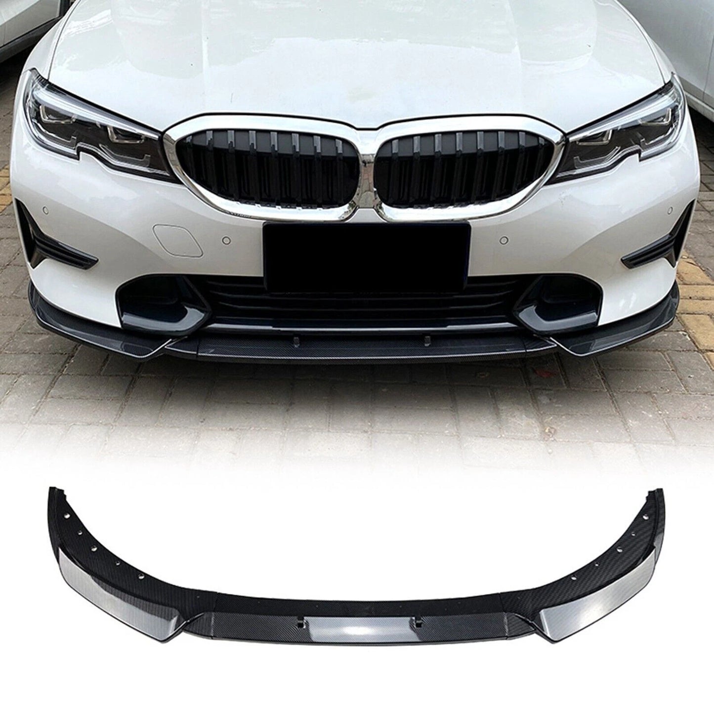 Front Bumper Lip Spoiler for BMW 3 Series G20 G21 320i (2019-2022) Carbon Black