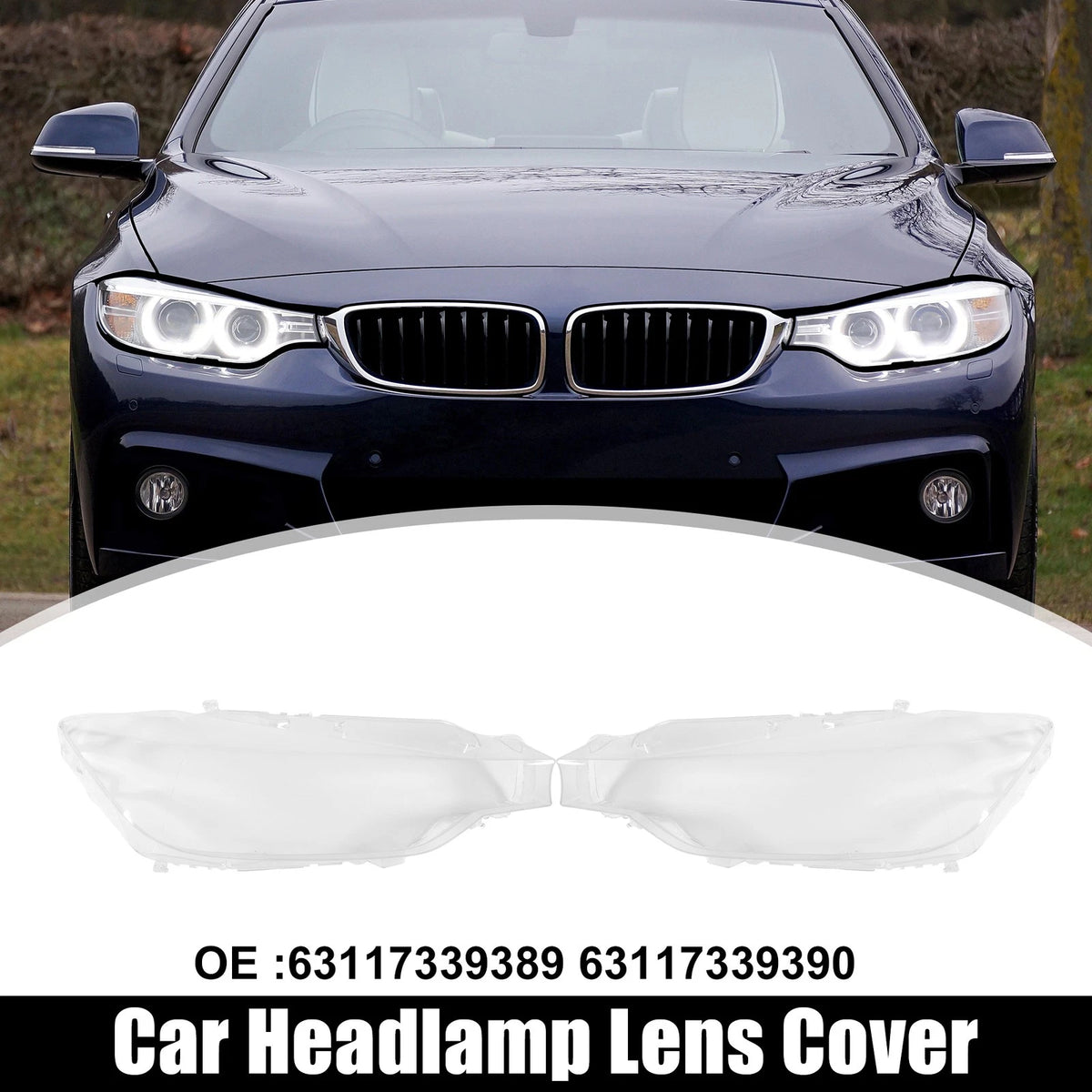 Pair Front Headlight Lens Cover for BMW F30 F31 F35 (2013-2016)