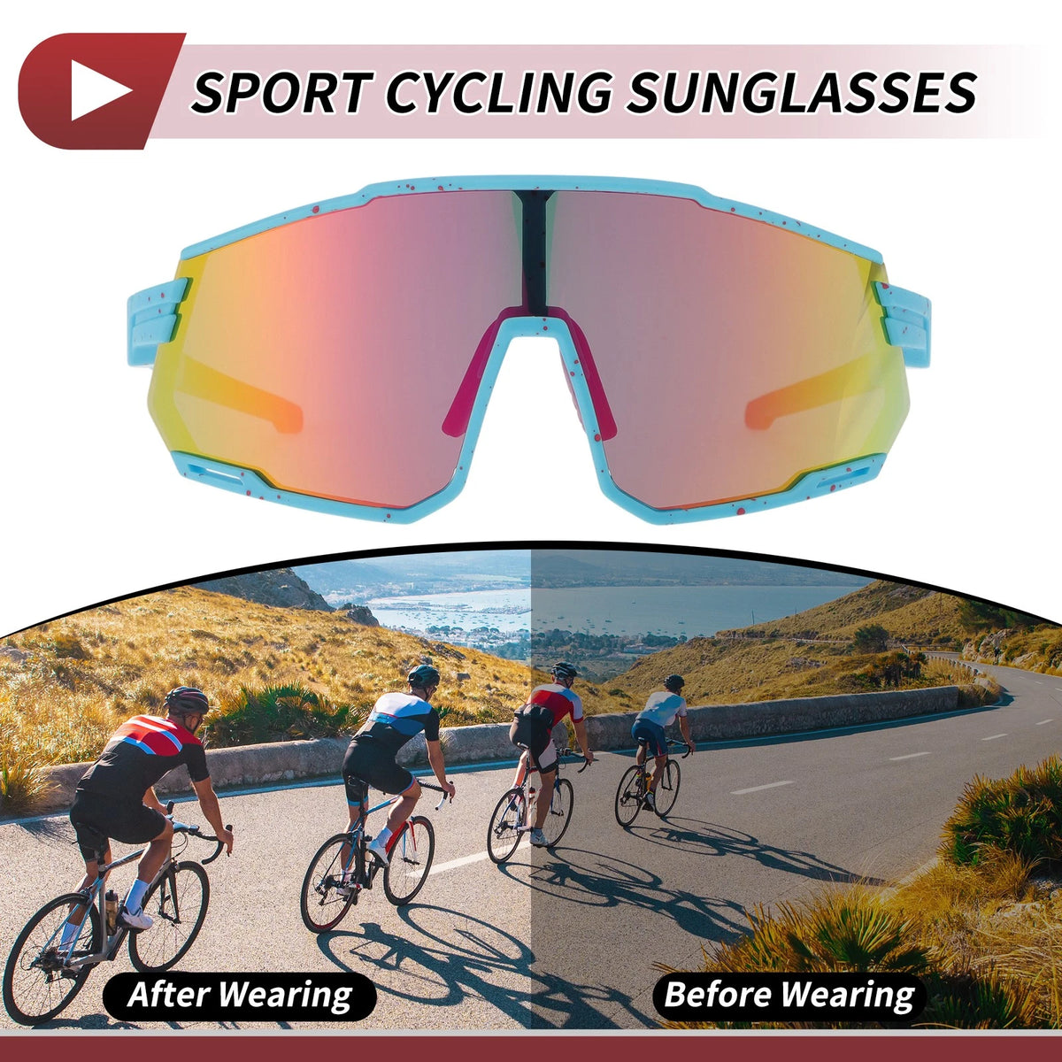 Goggles for Motorcycle Riding Colorful Lens Blue Red Frame Tri-Acetyl Cellulos