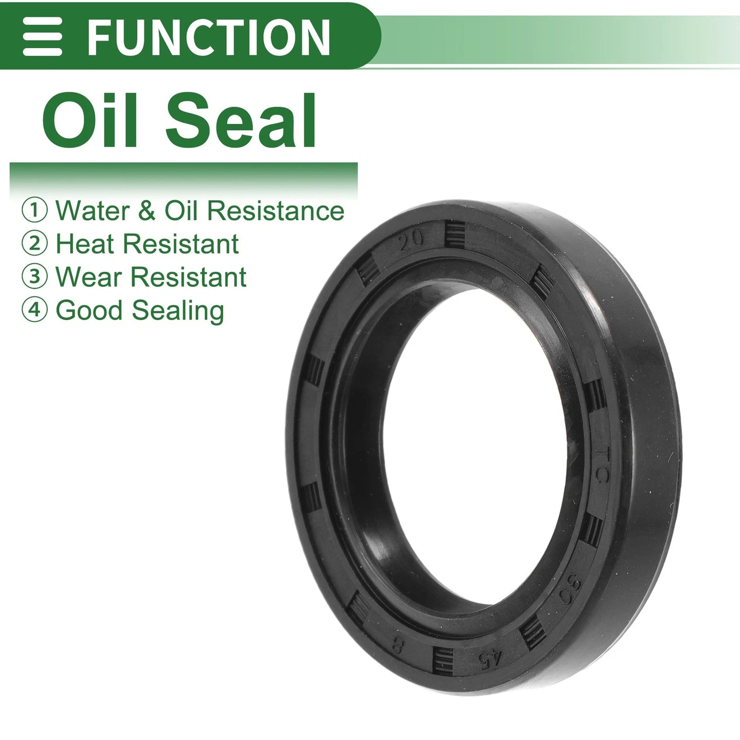 Oil Seal 30x45x8mm Seal Ring NBR Rubber Black 5 Pcs
