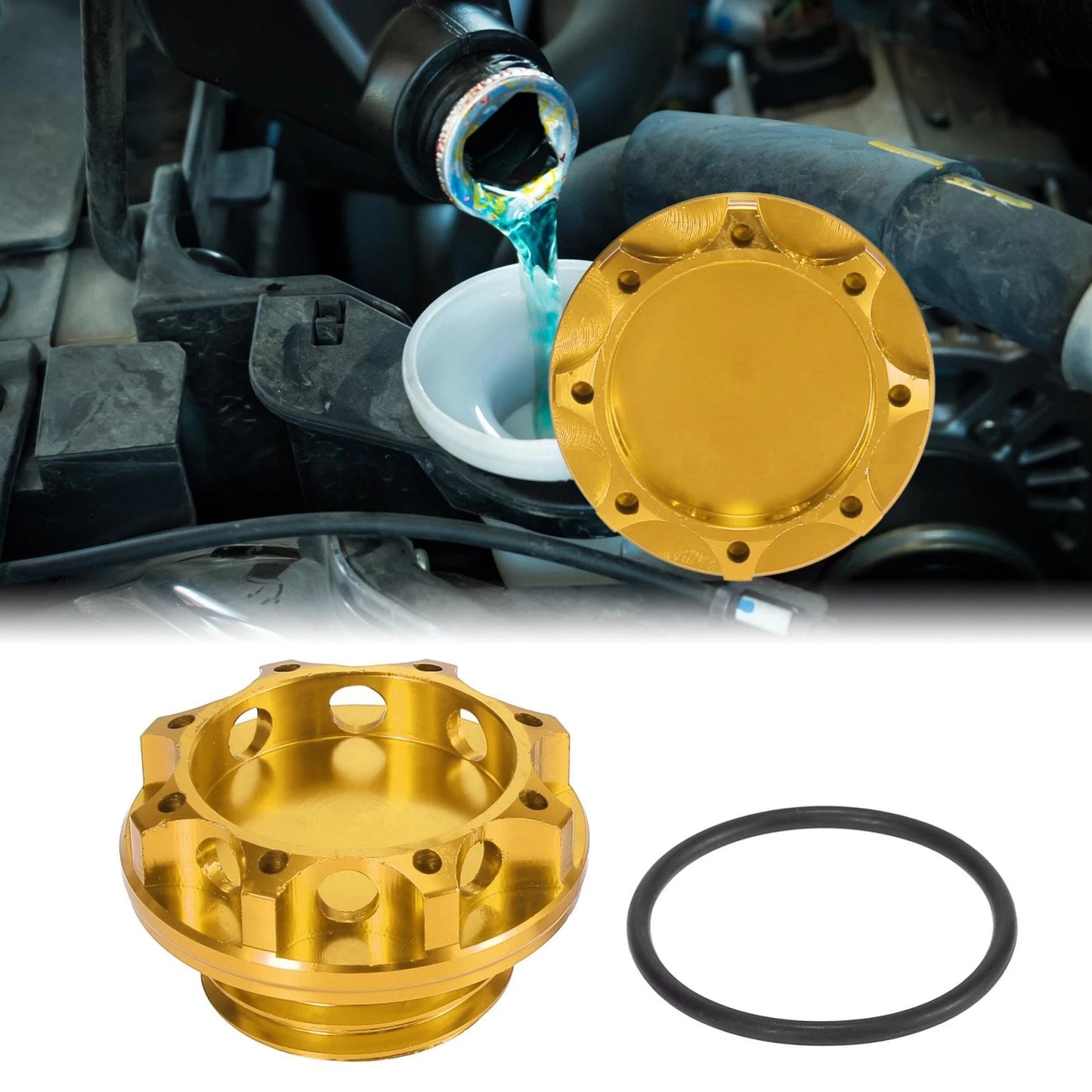 Gold Tone Aluminum Alloy Gas Oil Filler Plug Cover for Subaru