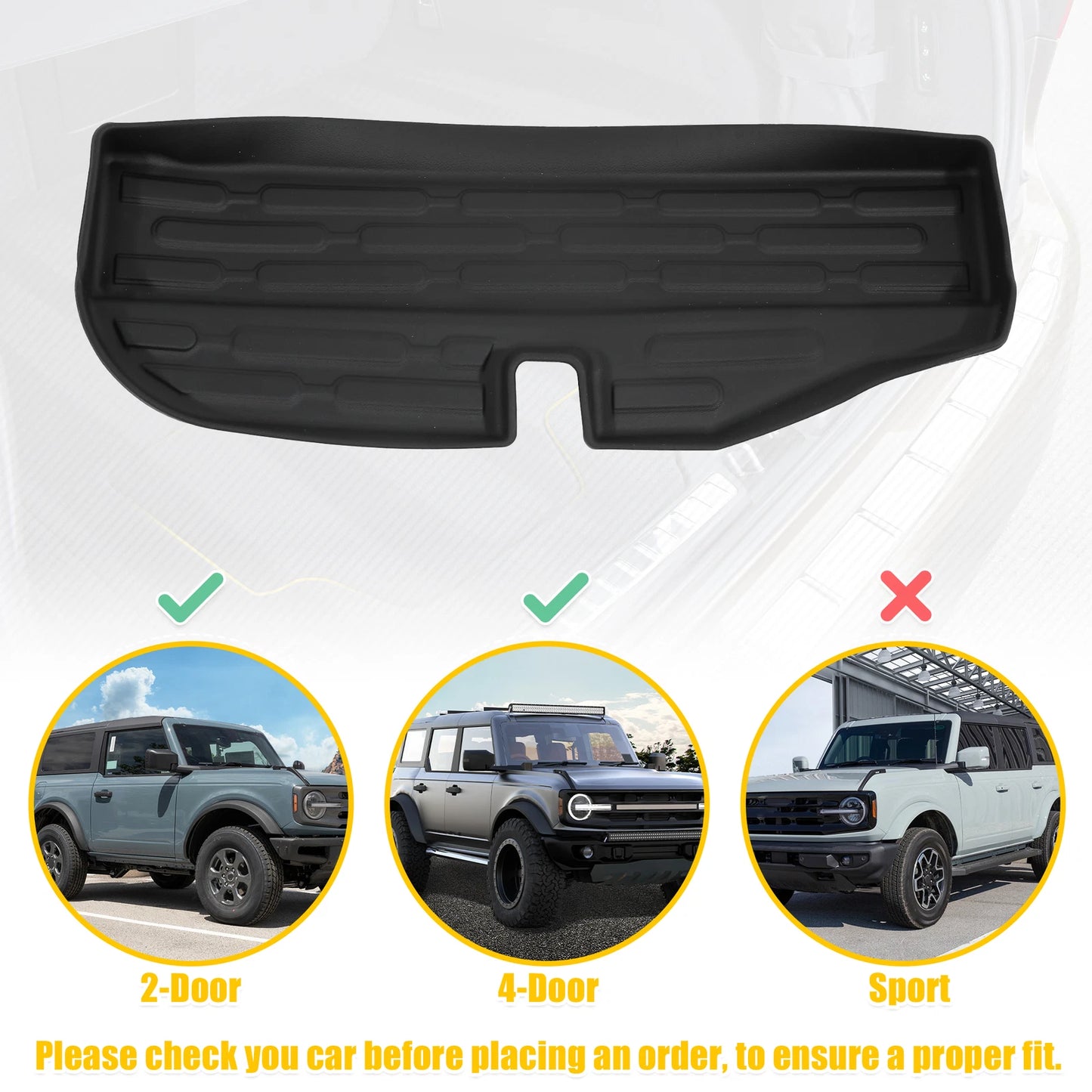 Trunk Cargo Liner for Ford Bronco 2021-2022, Lower Boot Storage Liner, Black