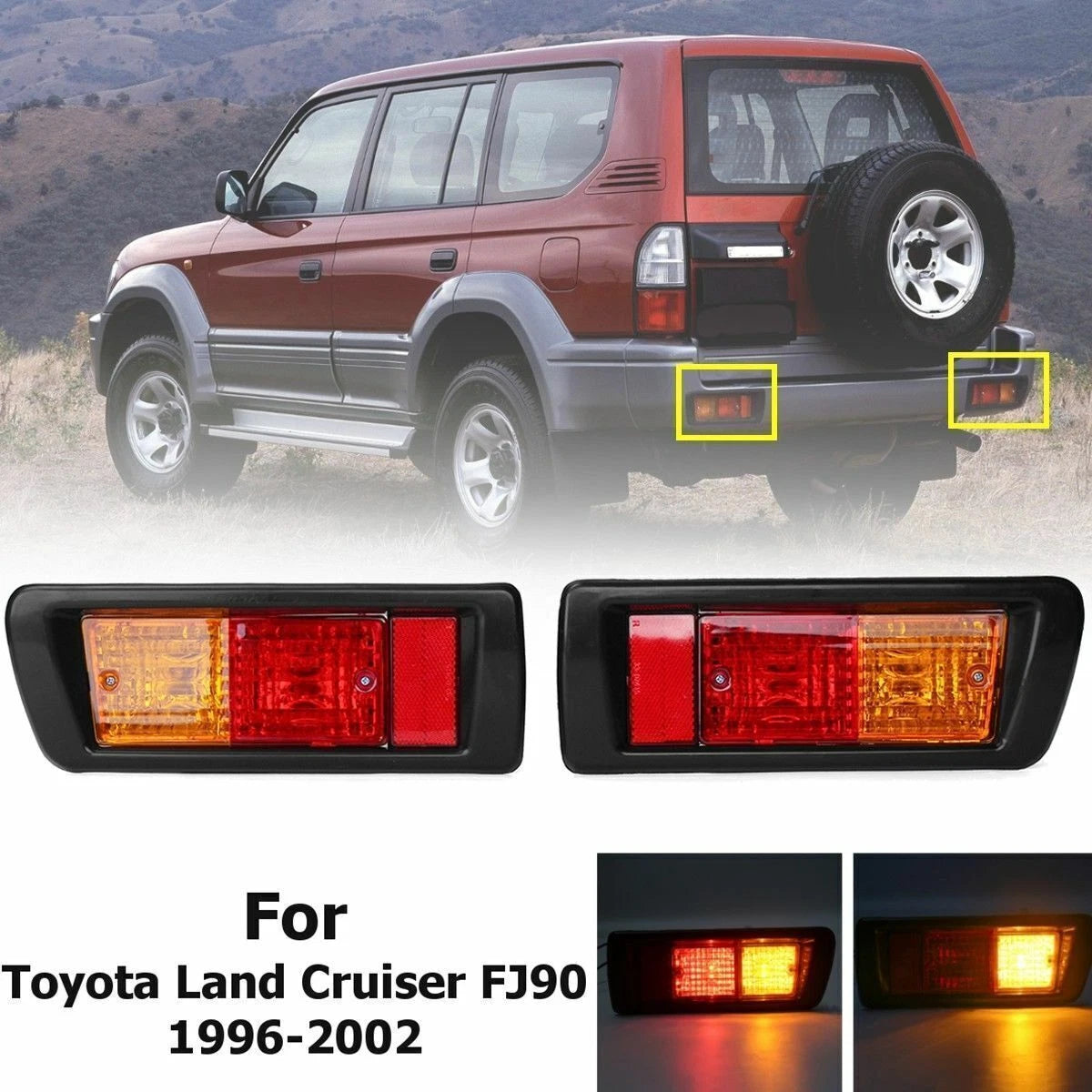 BG Tail Bumper Rear Fog Lamp Lights for Toyota Land Cruiser Prado FJ90/FJ95 (1996-2002)