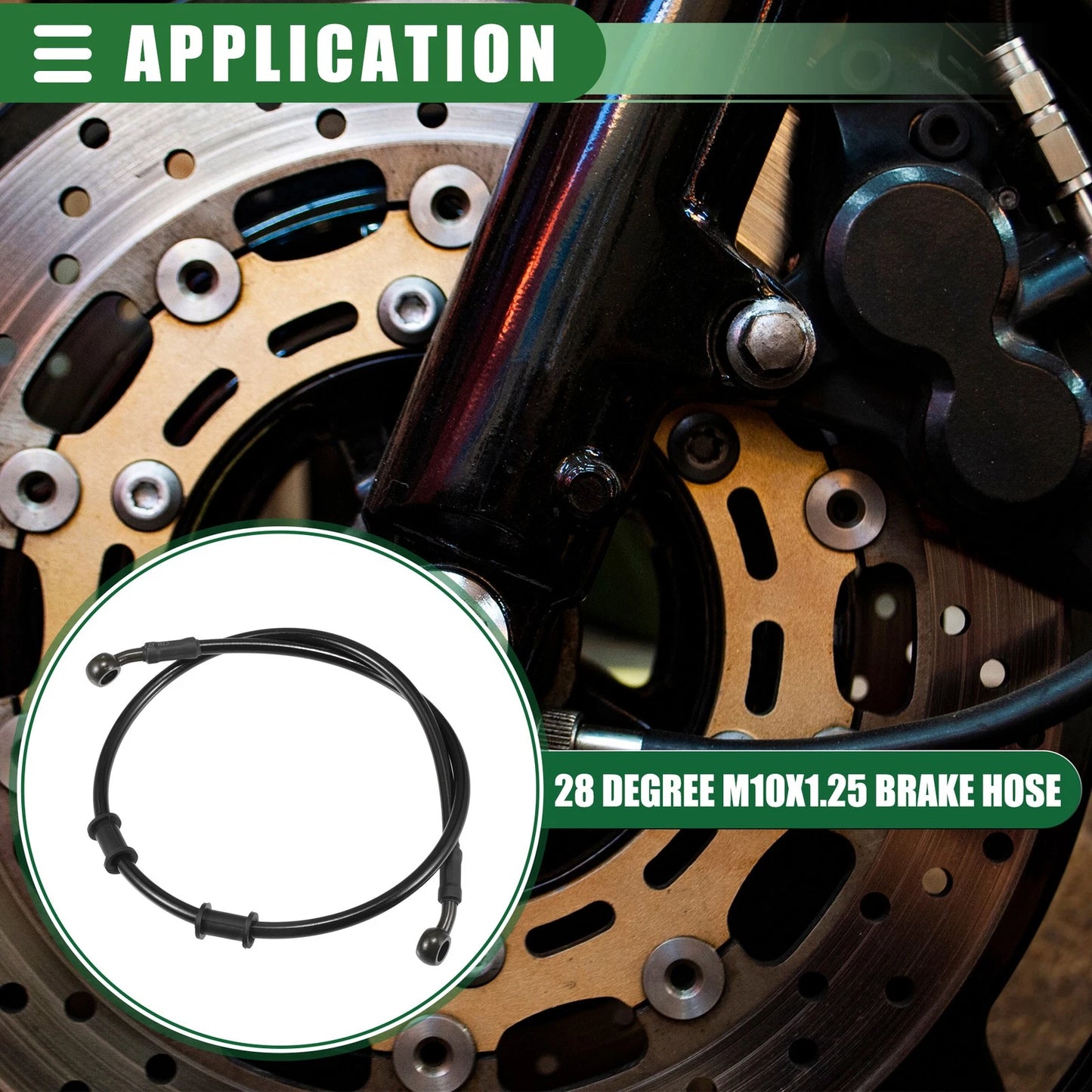 Brake Line / 80cm / Braided Hydraulic Brake Line Oil Hose Black Army Green for Motorcycle