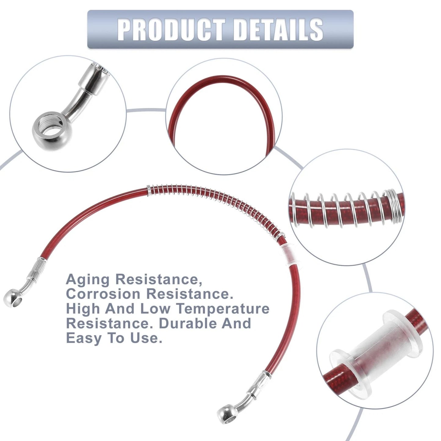 Hydraulic Brake Line / 10mm / Oil Hose Pipe Stainless Steel Red for Motorcycle