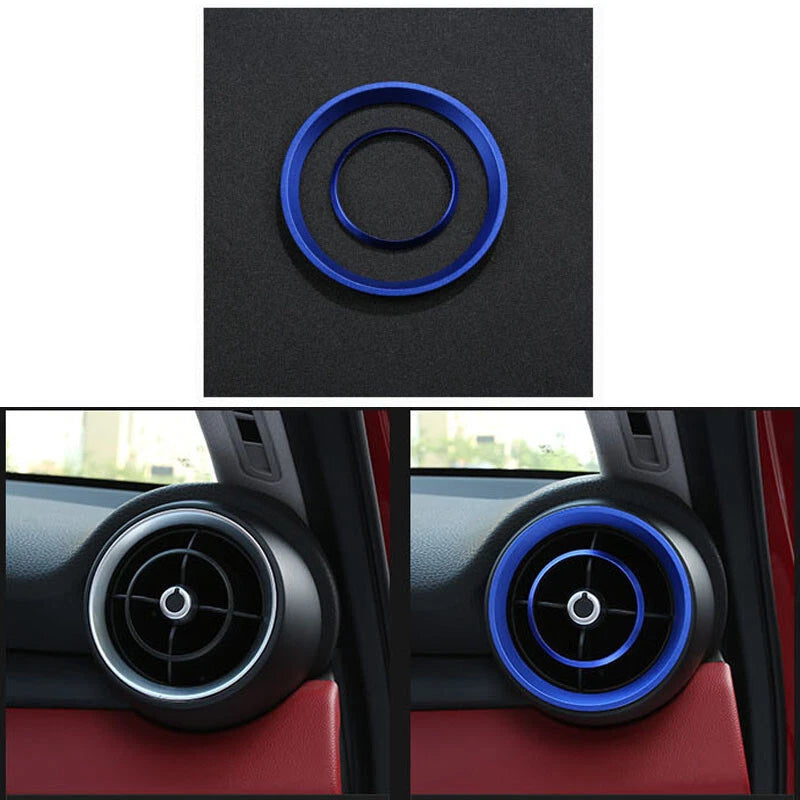 4pcs Red Aluminum Air Condition Outlet Vent Ring Trim For Alfa Romeo Giulia