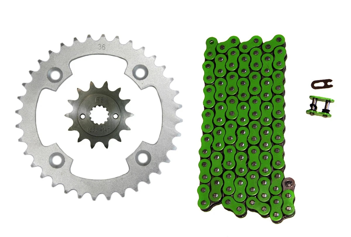 Green O-Ring Drive Chain & Sprockets for Suzuki LT-R450 Quadracer