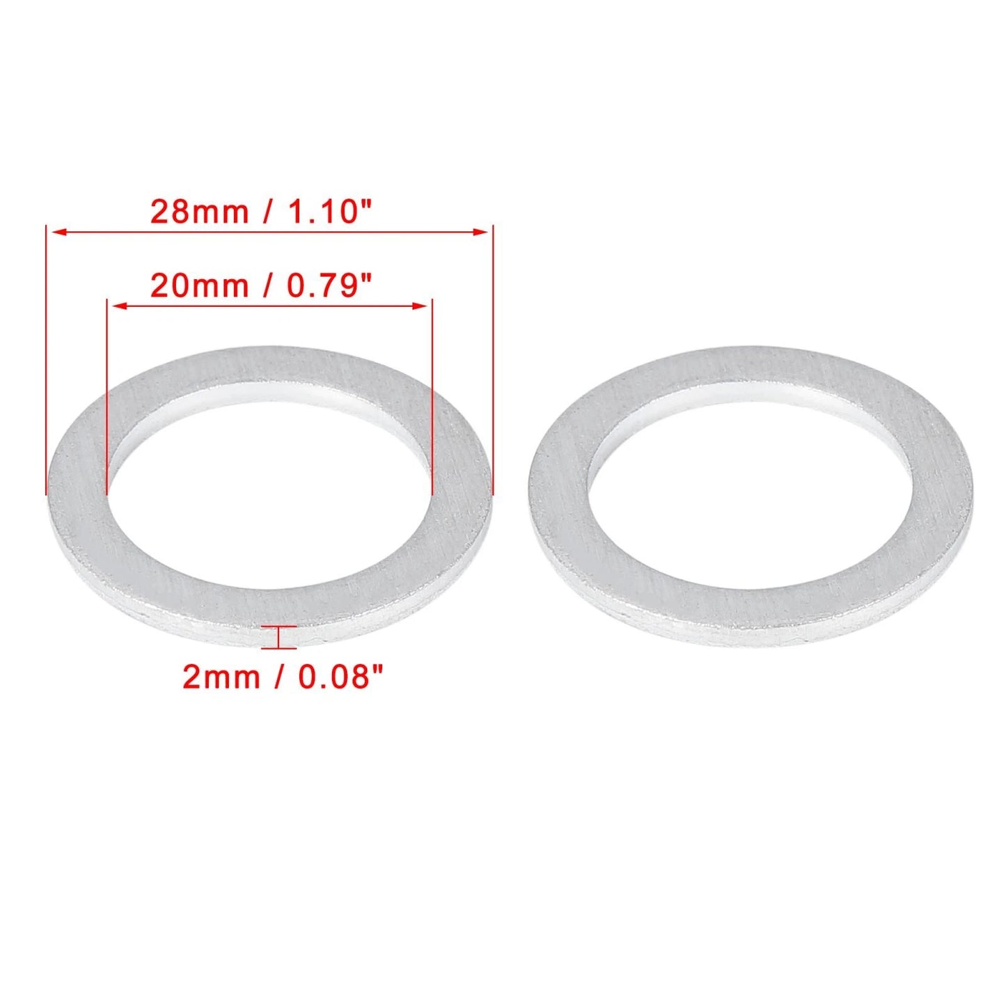 12 x M20 Silver Tone Oil Drain Plug Gaskets for Honda (94109-20000)