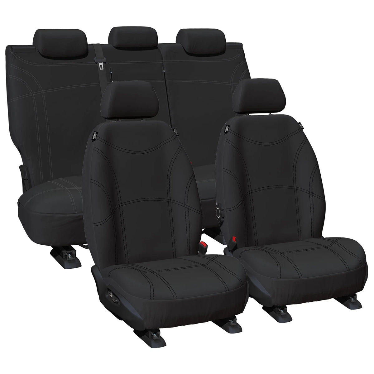 Front and Rear Black Neoprene Seat Covers for Nissan Navara D23 NP300 2017-2020
