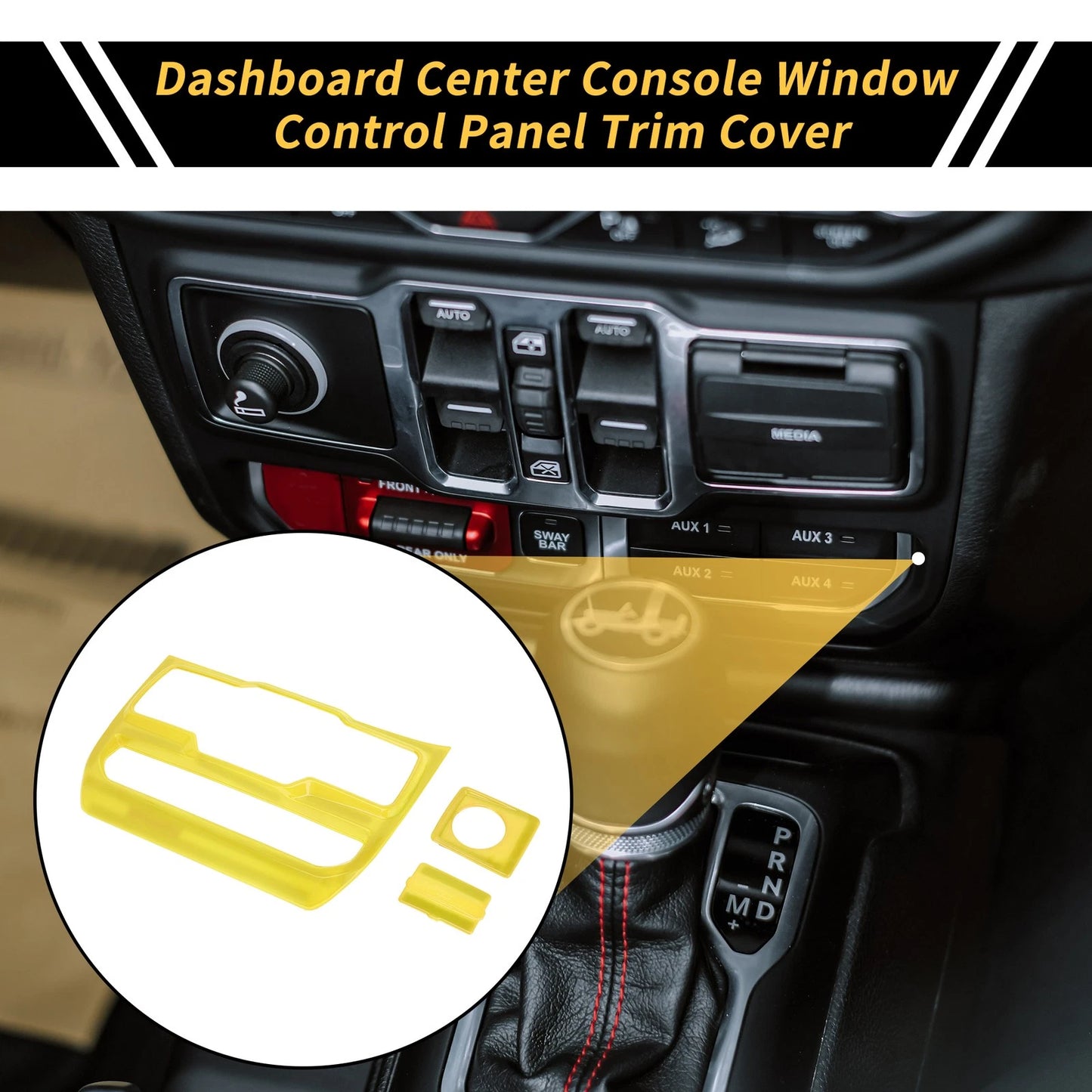 Dashboard Center Console Control Panel Cover for Jeep Wrangler (2018-2023)