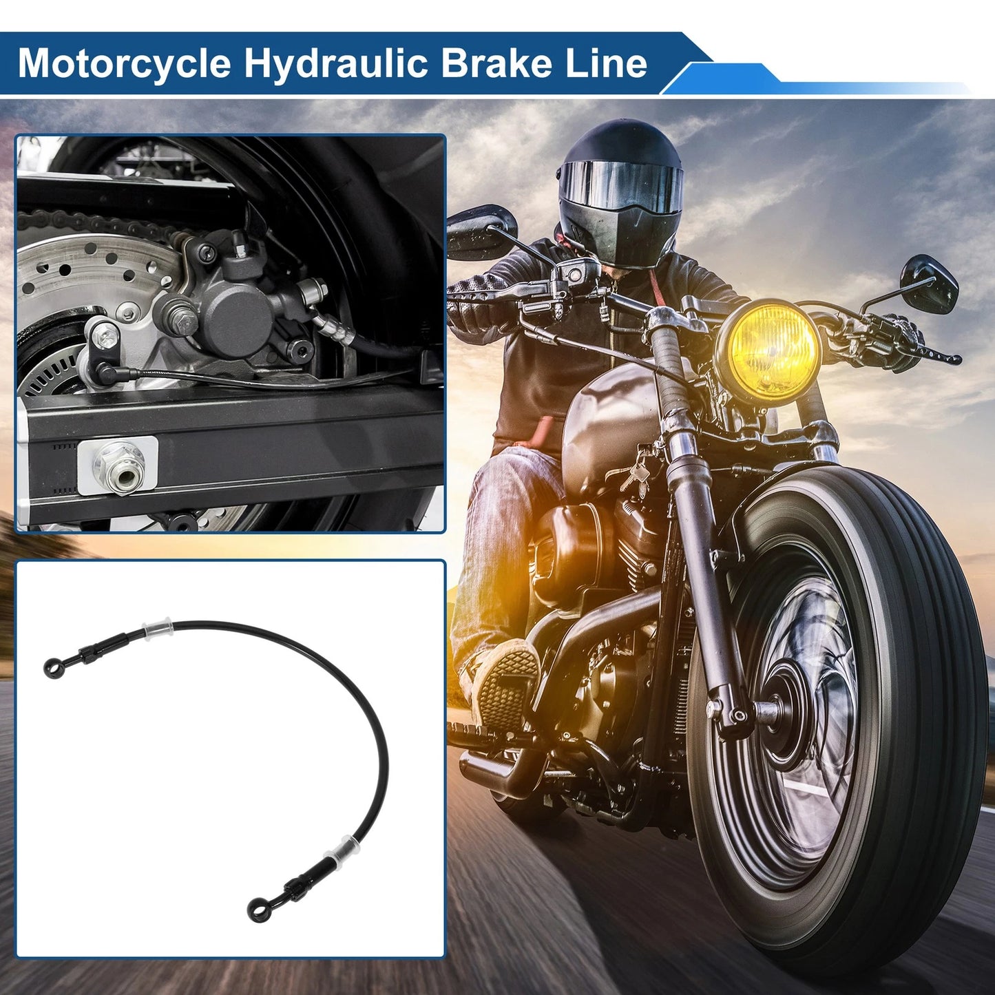 50cm Brake Clutch Oil Hose Line Nylon Stainless Steel Wire Braid PU for Bike