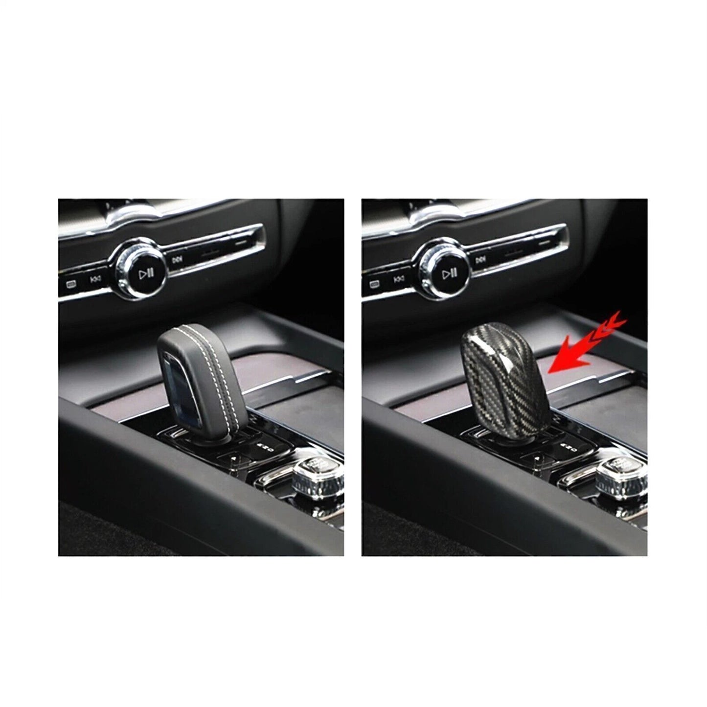 Red Carbon Fiber Gear Shift Knob Cover for Volvo XC40 S60 (2020-2023)