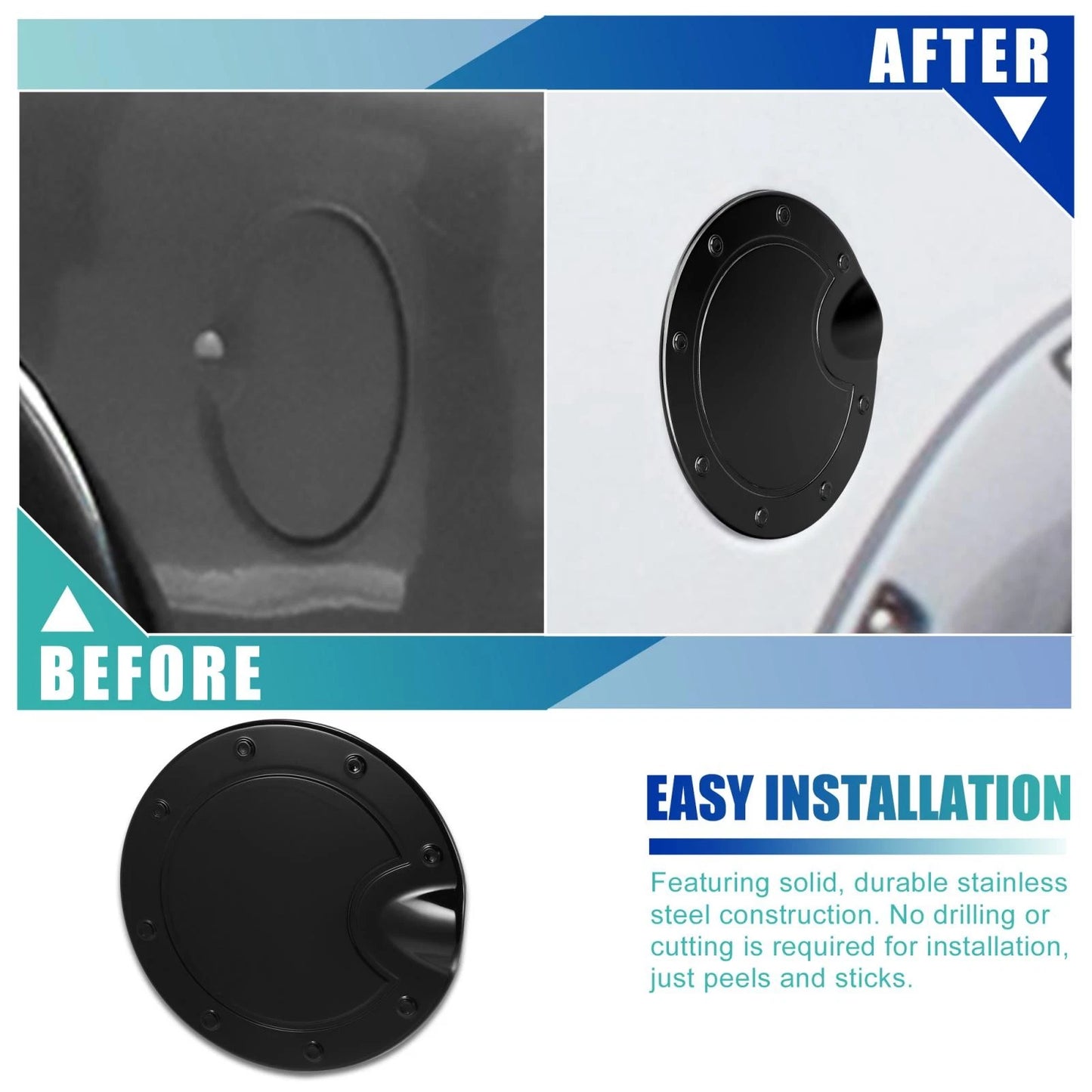 Black Fuel Tank Cover Gas Filler Cap Accessories for Dodge Ram (2010-2017)