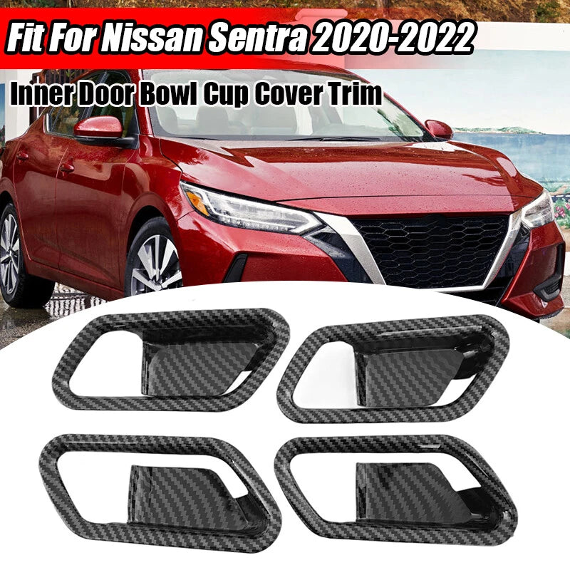 Inner Door Handle Bowl Cover Trim for Nissan Sentra 2020-2024 Carbon Style