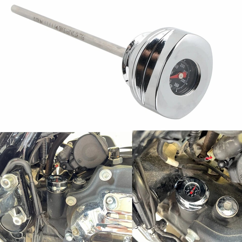 Chrome Oil Dipstick with Temp Gauge for Harley Street Glide FLHX FLHXS (2017)