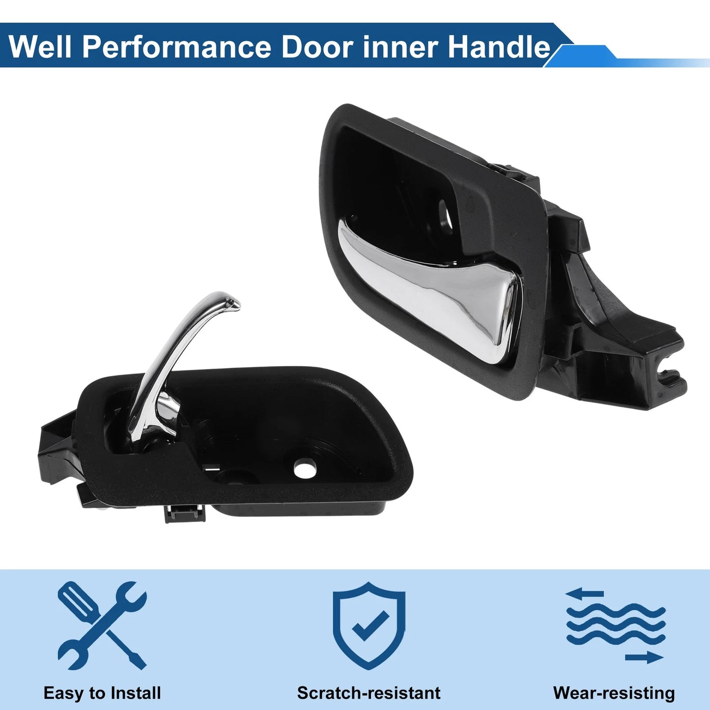 Driver Side Interior Door Handle for Honda Accord (2003-2007) Black Chrome