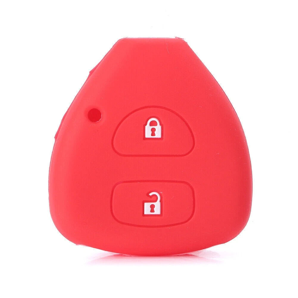 Red Car 2 x Button Key Silicone Cover for Toyota Corolla Rav4 Avensis