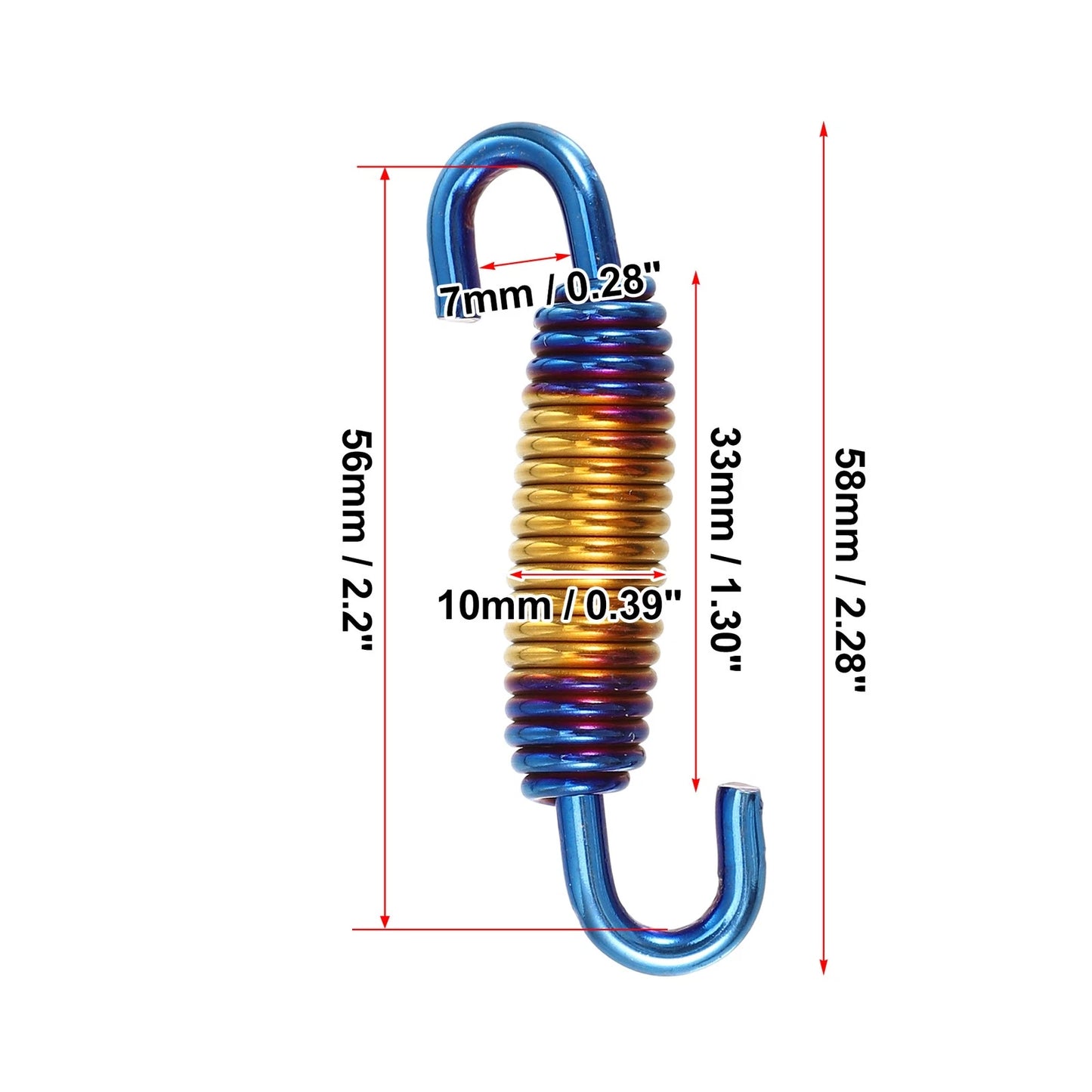 2 x Exhaust Pipe Spring 58mm 2.28" Stainless Gold Tone for Motorcycle