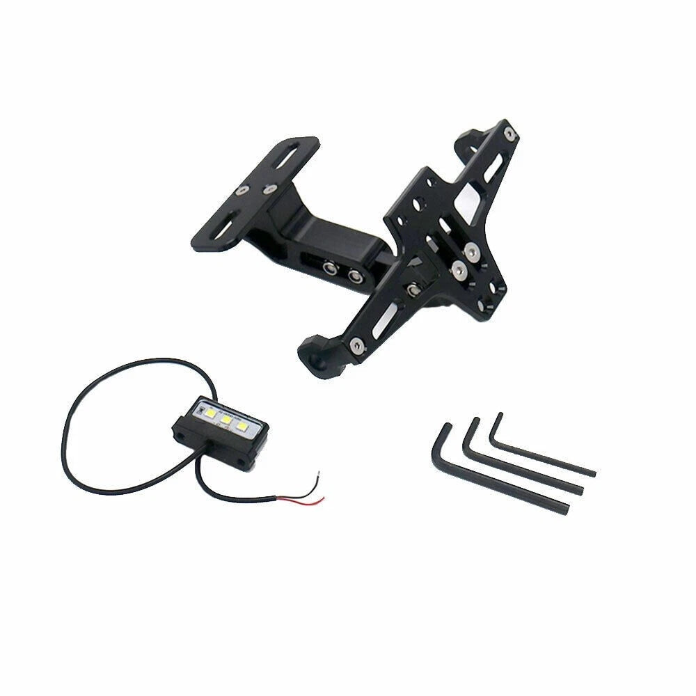 Black Tail Tidy Fender Eliminator License Plate Holder w/ LED Light for Motorcycle