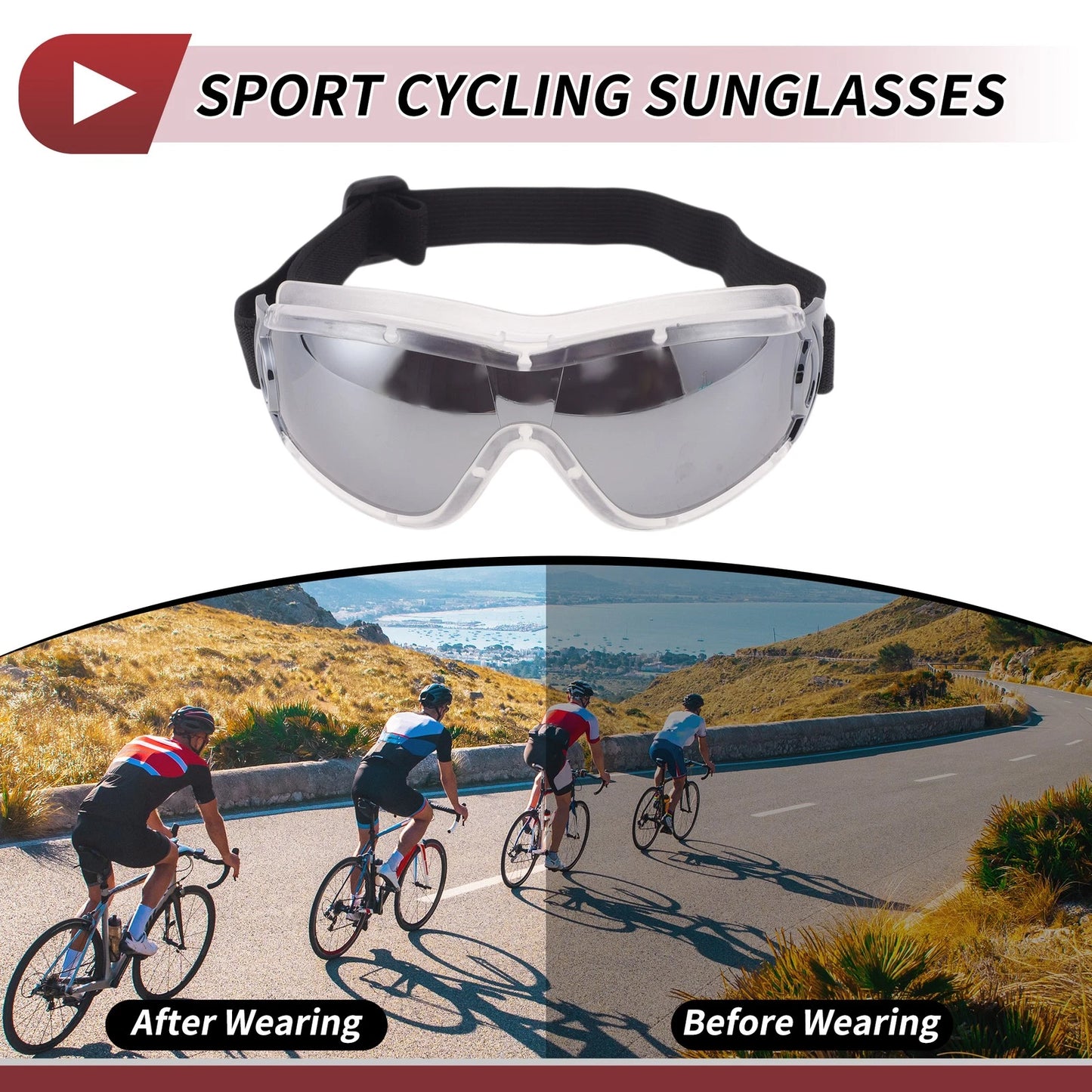 Motorcycle Riding Goggles for PC PU Cycling Sunglasses